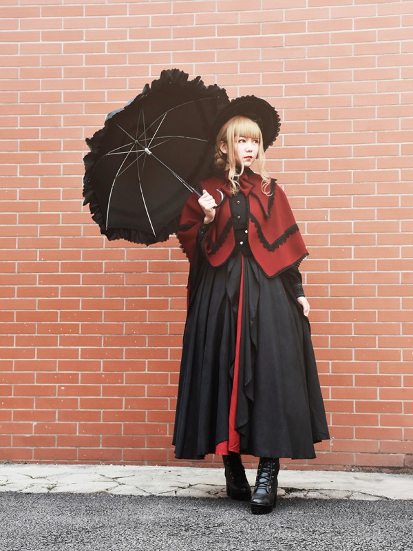 +Plain Doll+ Retro Gothic Peak Collar Vampire Style Cape 001 +Plain Doll+ Retro Gothic Peak Collar Vampire Style Cape 001