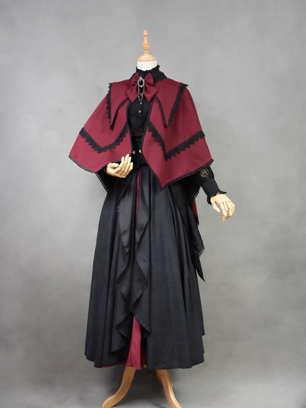 +Plain Doll+ Retro Gothic Peak Collar Vampire Style Cape 001 +Plain Doll+ Retro Gothic Peak Collar Vampire Style Cape 001