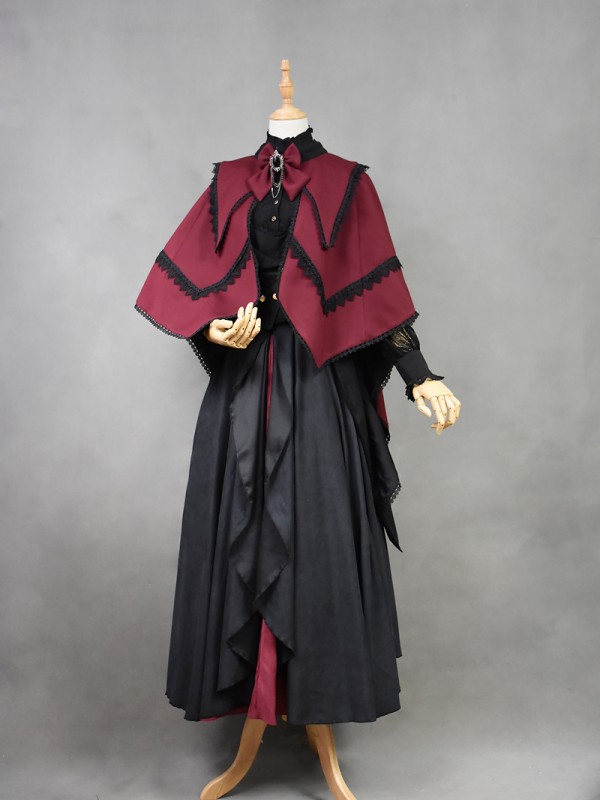 +Plain Doll+  Retro Gothic Peak Collar Vampire Style Cape 001