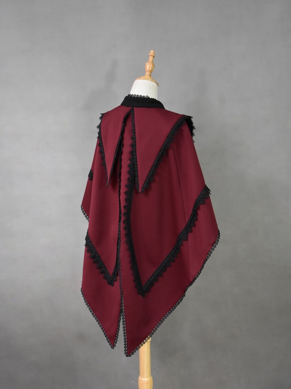 +Plain Doll+  Retro Gothic Peak Collar Vampire Style Cape 001