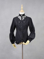 +The Celtic Twilight+ Gothic Lace Stand Collar Long Sleeve Blouse 006