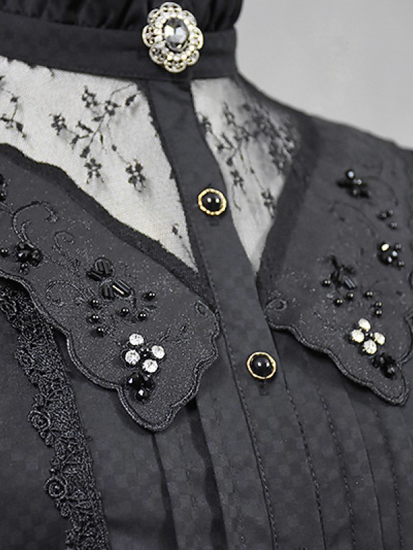 +The Celtic Twilight+ Gothic Lace Stand Collar Long Sleeve Blouse 006 +The Celtic Twilight+ Gothic Lace Stand Collar Long Sleeve Blouse 006