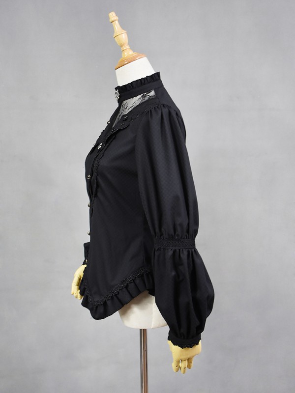 +The Celtic Twilight+ Gothic Lace Stand Collar Long Sleeve Blouse 006 +The Celtic Twilight+ Gothic Lace Stand Collar Long Sleeve Blouse 006