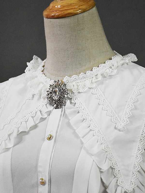 +Mercédes+ Retro Court Lace Peaked Collar Blouse 002
