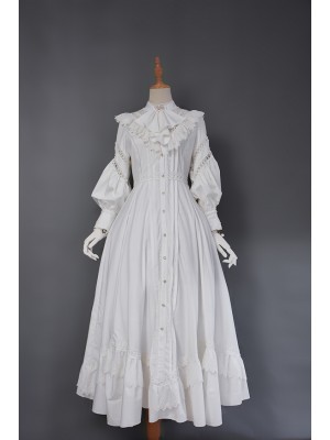 Long-sleeved Shirt Dress Retro Style One-piece 