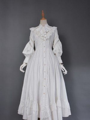 Long-sleeved Shirt Dress Retro Style One-piece 