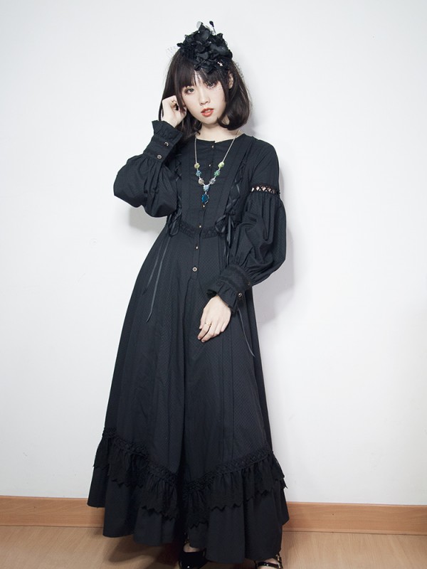 +Mercédes+ Retro Gothic Peaked Collar One-piece 053 +Mercédes+ Retro Gothic Peaked Collar One-piece 053
