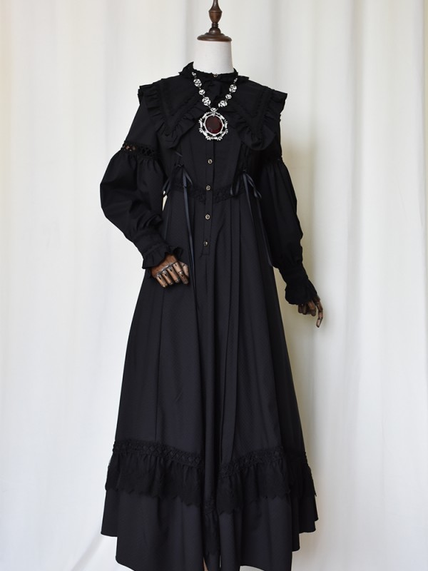 +Mercédes+ Retro Gothic Peaked Collar One-piece 053 +Mercédes+ Retro Gothic Peaked Collar One-piece 053