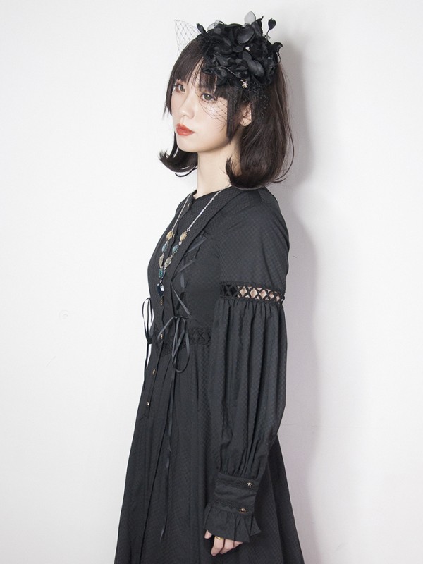 +Mercédes+ Retro Gothic Peaked Collar One-piece 053 +Mercédes+ Retro Gothic Peaked Collar One-piece 053