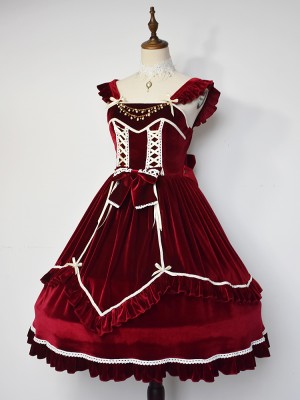 +Starry Night Blessing+ Retro Velvet One-piece 075
