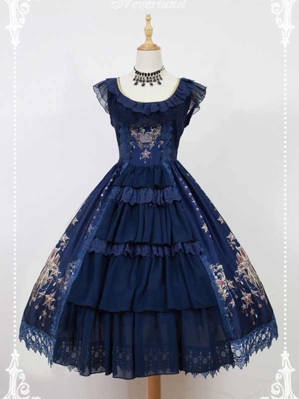 Vintage Palace Style Jewel Swan Open Front JSK Jumperskirt Lolita Dress
