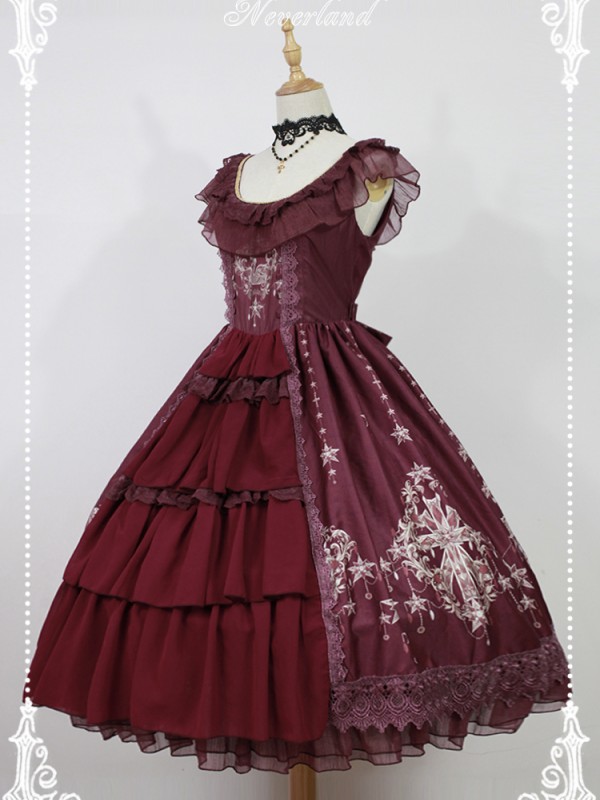Vintage Palace Style Jewel Swan Open Front JSK Jumperskirt Lolita Dress