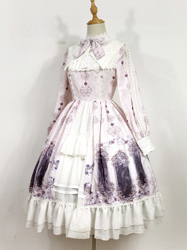 Dark Vintage Nightmare Charm Fake Collar One-piece Lolita OP