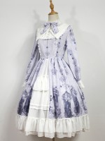 Dark Vintage Nightmare Charm Fake Collar One-piece Lolita OP