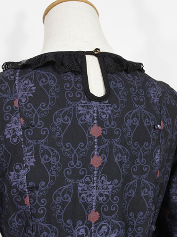 Dark Vintage Nightmare Charm Fake Collar One-piece Lolita OP