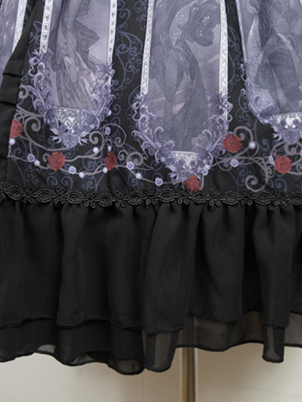Dark Vintage Nightmare Charm Fake Collar One-piece Lolita OP