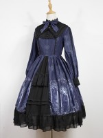 Dark Vintage Nightmare Charm Fake Collar One-piece Lolita OP