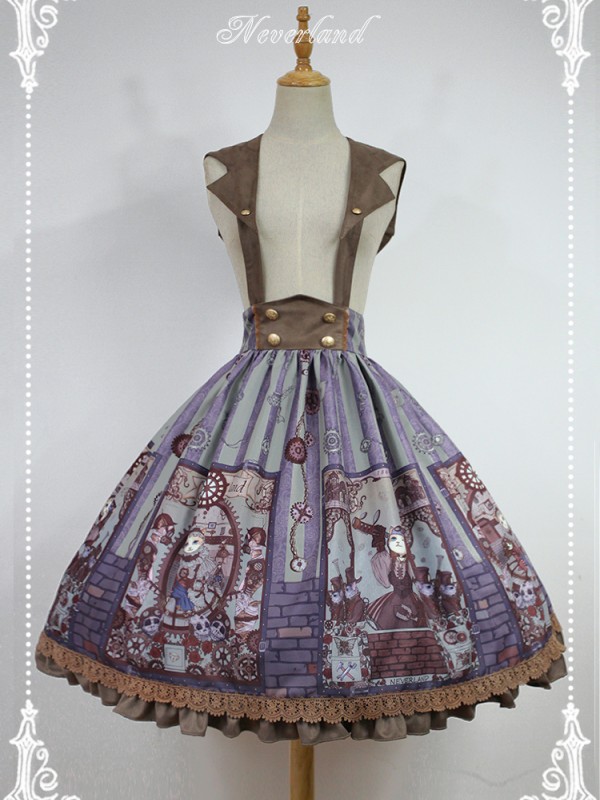 Steampunk Print Cat Skirt Lolita Jumperskirt