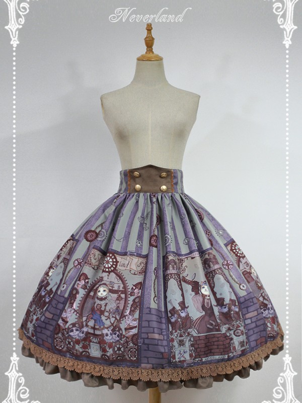 Steampunk Print Cat Skirt Lolita Jumperskirt