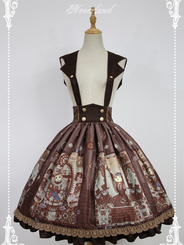 Steampunk Print Cat Skirt Lolita Jumperskirt