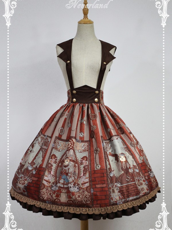 Steampunk Print Cat Skirt Lolita Jumperskirt