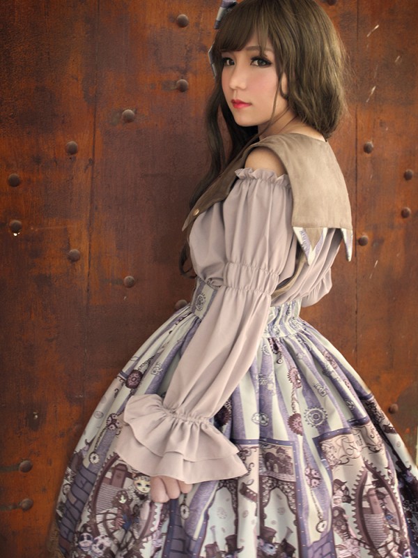 Steampunk Print Cat Skirt Lolita Jumperskirt