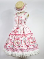 Cute and sweet Strawberry Rabbit Halter Jumperskirt