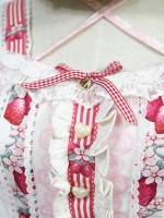 Cute and sweet Strawberry Rabbit Halter Jumperskirt