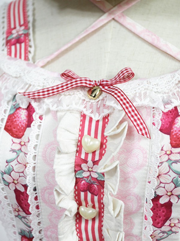 Cute and sweet Strawberry Rabbit Halter Jumperskirt
