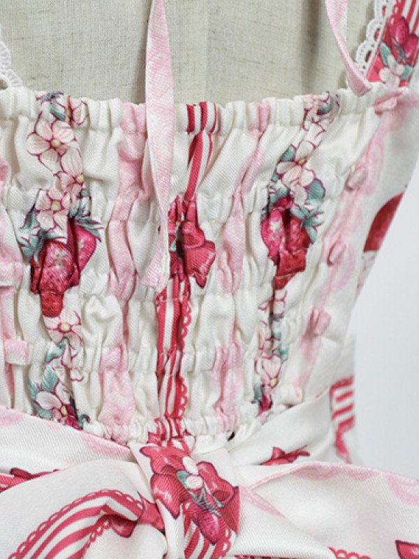 Cute and sweet Strawberry Rabbit Halter Jumperskirt