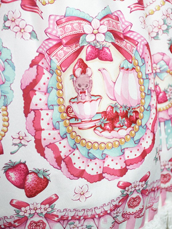 Cute and sweet Strawberry Rabbit Halter Jumperskirt
