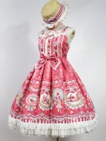 Cute and sweet Strawberry Rabbit Halter Jumperskirt