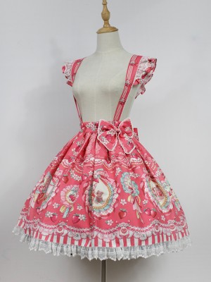  Strawberry Rabbit Suspender Skirt