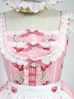Pink Sweet Strawberry Rabbit Apron Lolita Jumperskirt