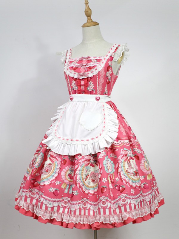 Strawberry Rabbit Apron Jumperskirt