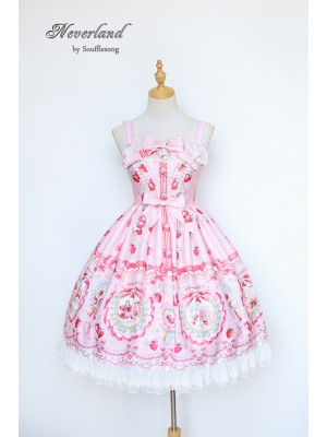 Pink Sweet Strawberry Rabbit High-waisted Lolita Jumperskirt