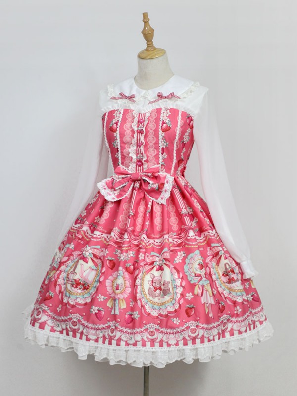 Strawberry Rabbit Long Sleeve One-piece