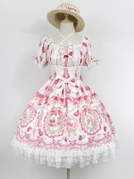 Sweet Strawberry Rabbit Print Short Sleeve Lolita One-piece OP