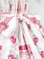 Sweet Strawberry Rabbit Print Short Sleeve Lolita One-piece OP