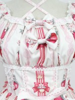Sweet Strawberry Rabbit Print Short Sleeve Lolita One-piece OP