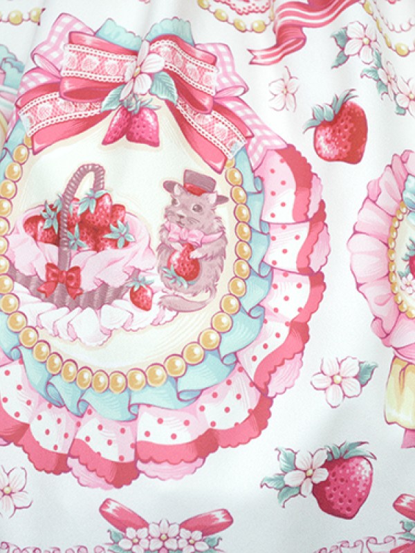 Sweet Strawberry Rabbit Print Short Sleeve Lolita One-piece OP