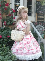 Sweet Strawberry Rabbit Print Short Sleeve Lolita One-piece OP