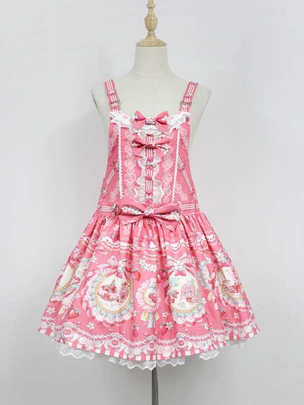 Strawberry Rabbit Shoulder Strap Jumperskirt