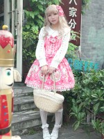 Strawberry Rabbit Shoulder Strap Jumperskirt