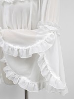 Chiffon Long Trumpet Sleeve Short Blouse