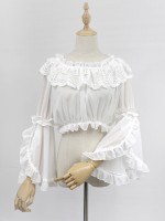 Chiffon Long Trumpet Sleeve Short Blouse