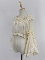 Chiffon Long Trumpet Sleeve Short Blouse Chiffon Long Trumpet Sleeve Short Blouse