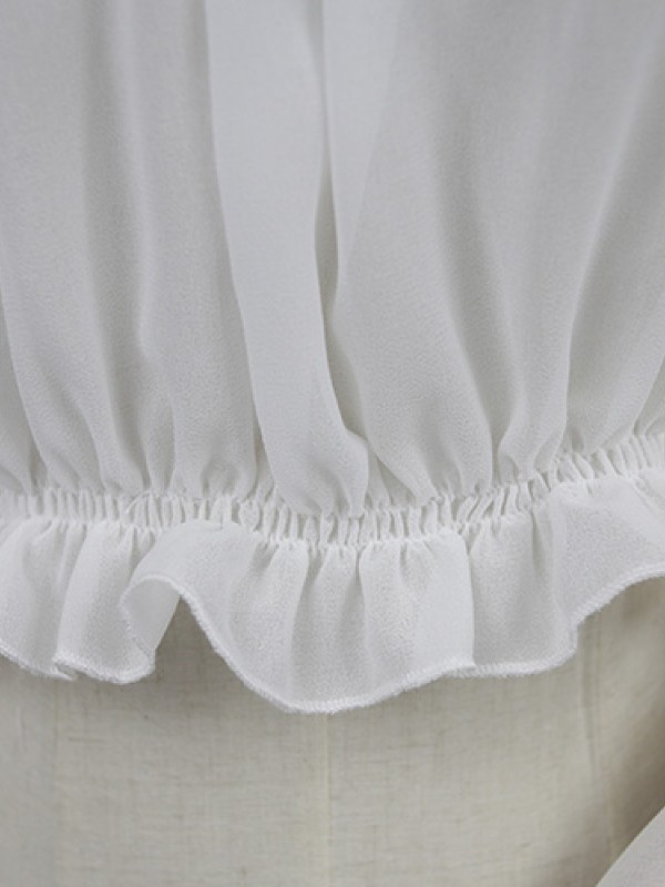 Chiffon Long Trumpet Sleeve Short Blouse Chiffon Long Trumpet Sleeve Short Blouse