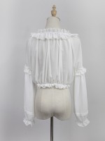 Chiffon Ruffle Collar Long Sleeve Short Blouse