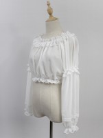 Chiffon Ruffle Collar Long Sleeve Short Blouse